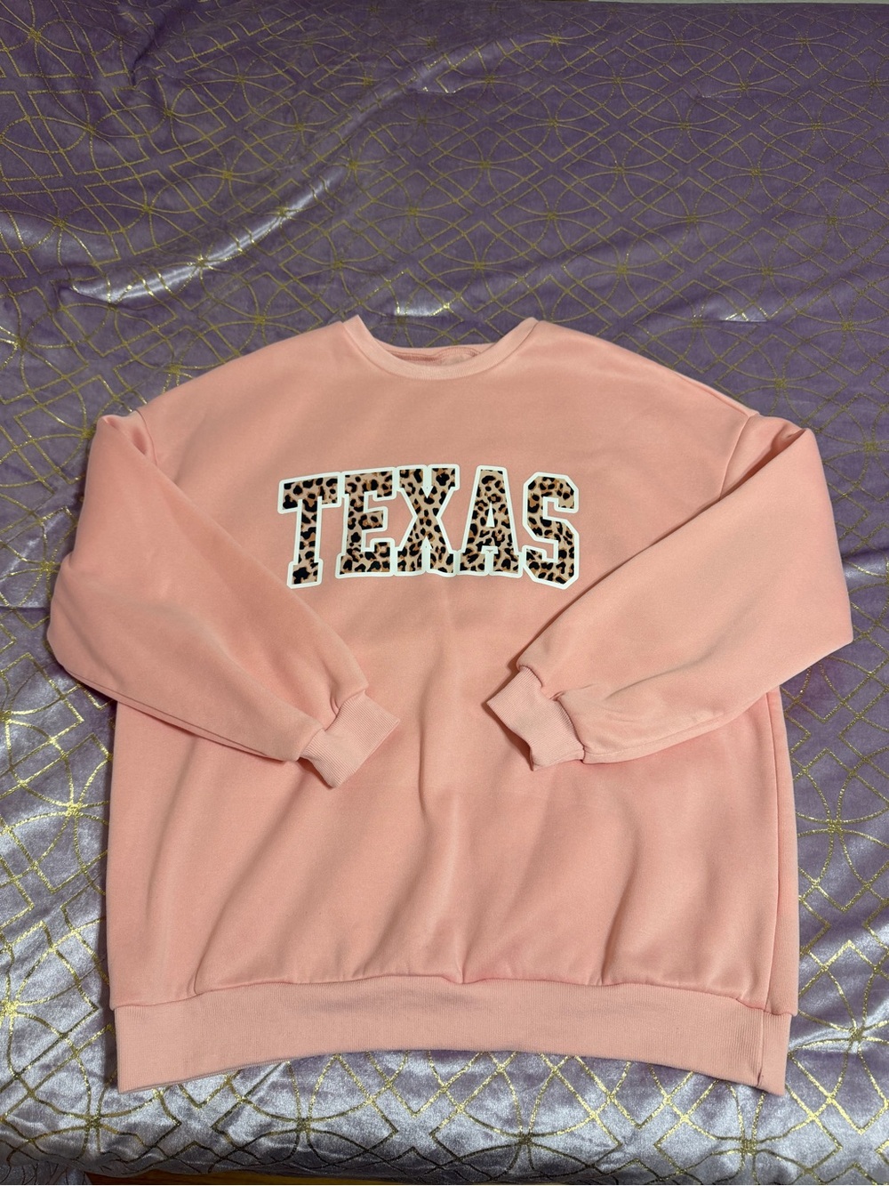 💥 WOMENS Pink Sweatshirt with TEXAS Leopard Appliqué